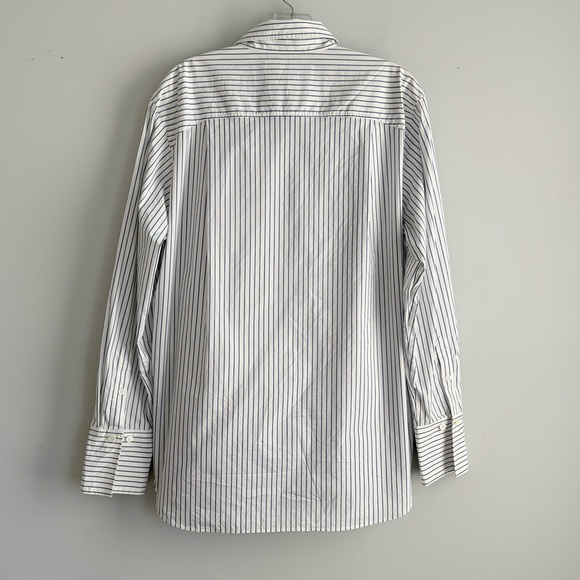 FRAME The Oversized Striped Cotton Shirt In Cobalt Multi S White Button Down - Picture 10 of 16